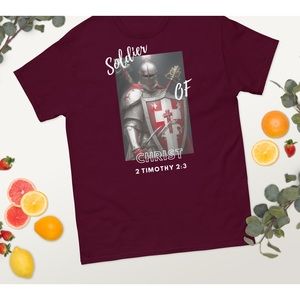 Men’s Christian T-shirt, Soldier of Christ. 2 timothy 2:3.